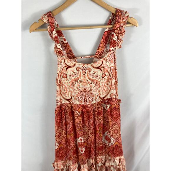 Johnny Becca Boho Sleeveless Maxi Dress Orange Size XS - Picture 3 of 5